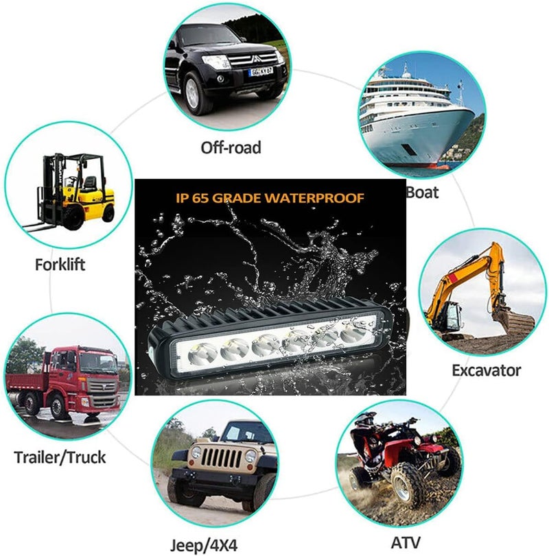 Yibid Motorcycle 18W LED Driving Work Front Fog Head Light Lamp with 3 Wire Flashing Brake Replacement for Bobber Cafe Racer Cruiser ATV Vessels Off-Road Vehicles Trucks Fire Engines SUV ATV 4WD Car - Image 3